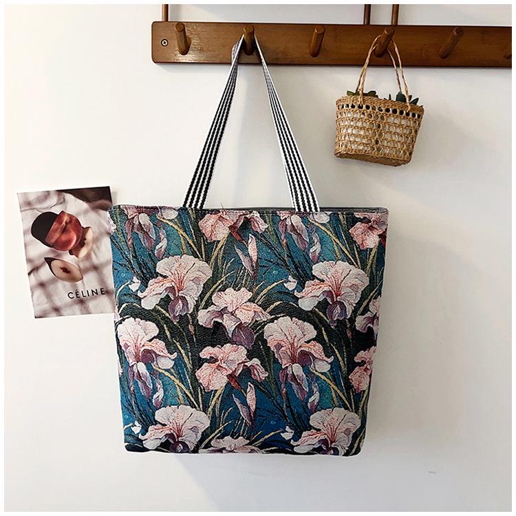 Этническая холщовая сумка через плечо с павлином - Женская модная сумка-тоут большой вместимости