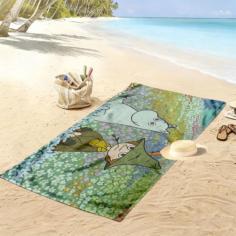 Moominvalley Print Beach Towel, Large Soft Quick Dry Towel for Beach Camping Swimming
