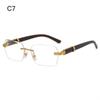 Punk Rimless Rectangle Sunglasses for Women Men Vintage Wooden Temples Tinted Lens Sun Glasses Driving Sun Glasses UV400 Shades
