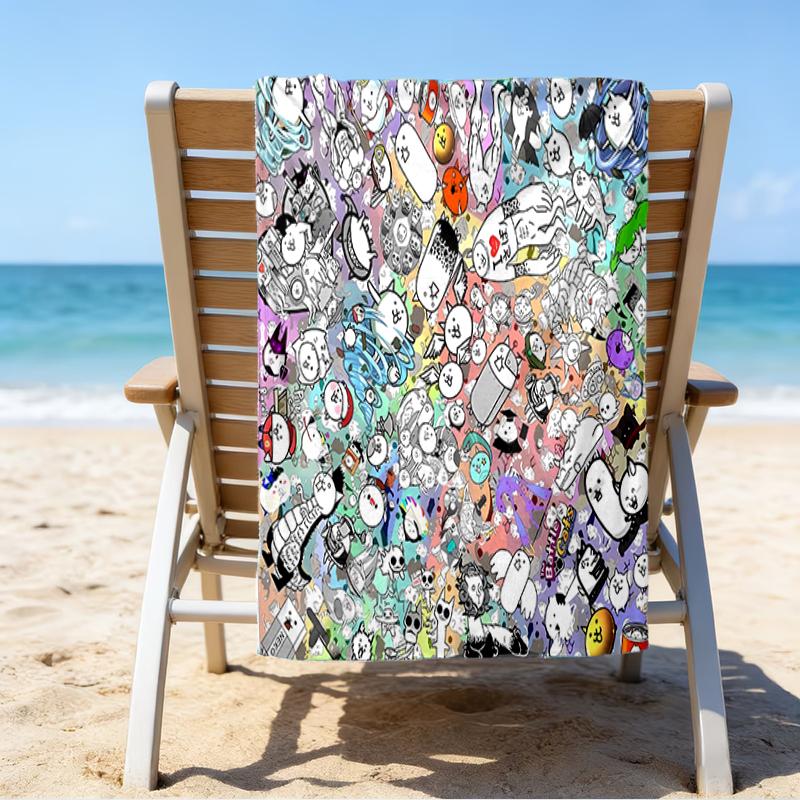 proof beach towel with a The Battle Cats pattern - soft,absorbent,quick-drying,machine washable - perfect for swimming,camping,bathing