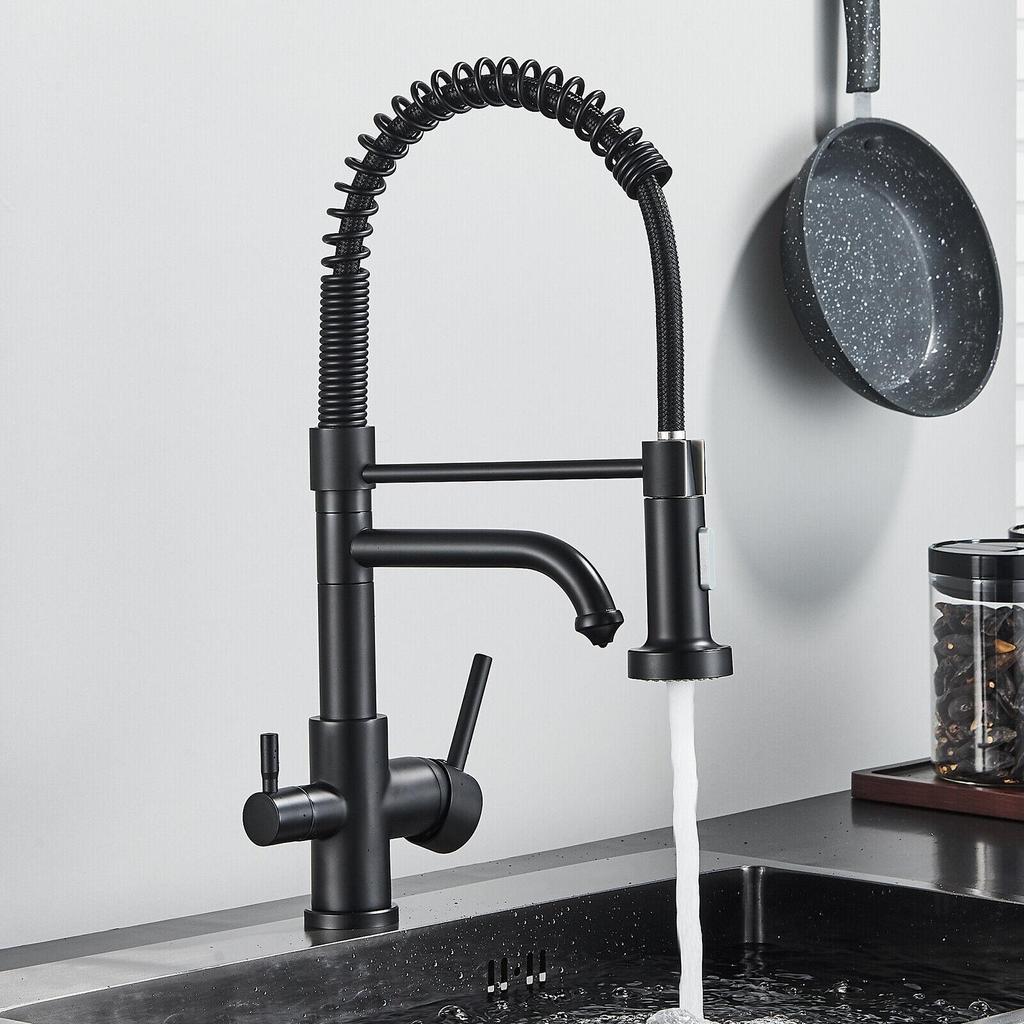 3 в 1 фильтр для очистки воды, смеситель для кухонной раковины, опускной распылитель, 2 крана с ручкой