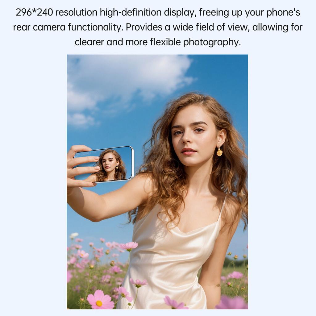 2.01 Inch Vlog Selfie Monitor Screen Magnetic Phone Back Camera Selfie Monitor for Live Streaming White