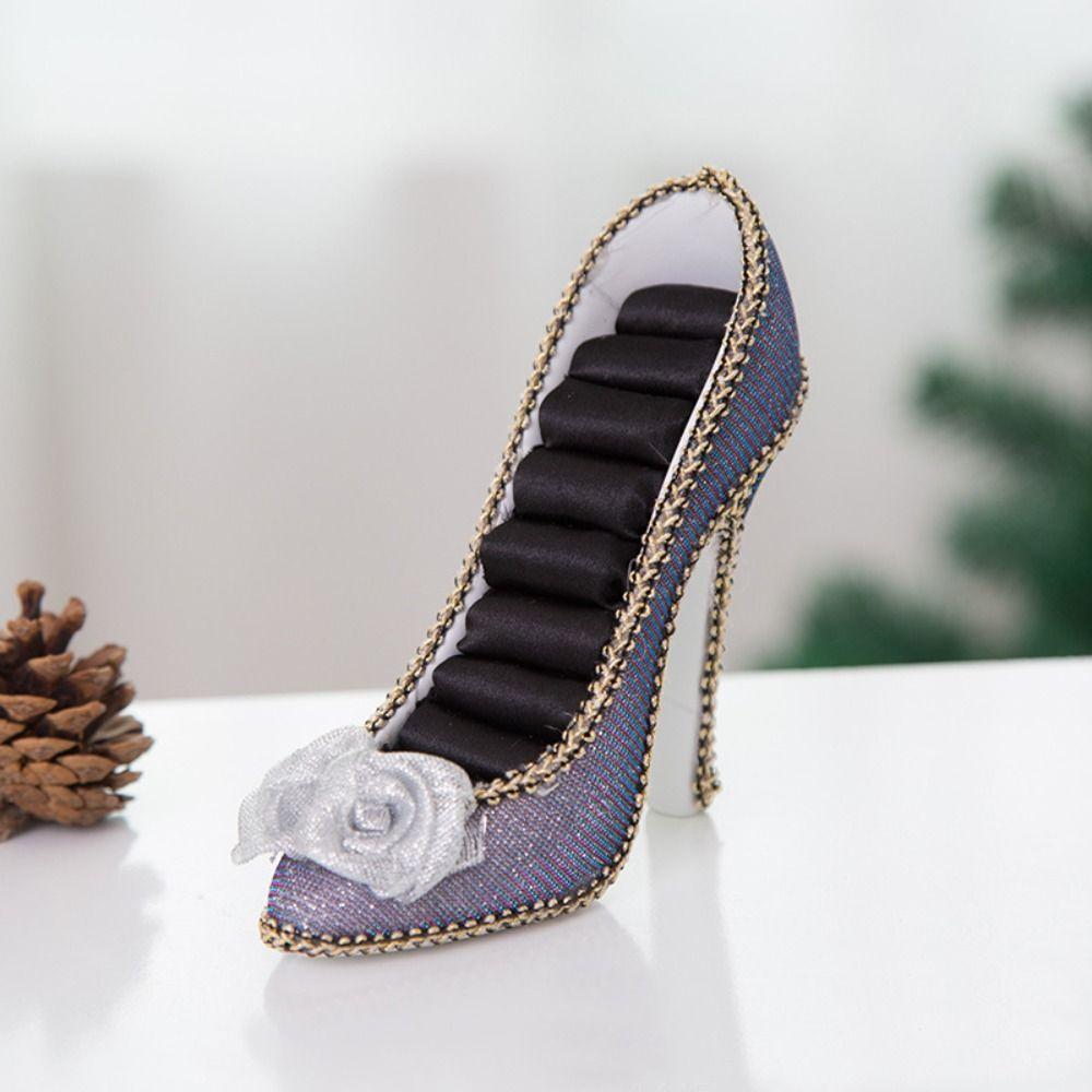 Элегантный бархатный стенд для колец, туфли на высоком каблуке, стойка для ювелирных изделий, дисплей для ювелирных изделий