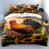 Rooster, barn, sunflowers pattern. Bedding sets Duvet cover sets Duvet covers Pillowcases(1*Duvet Cover 2*Pillowcases without duvet insert)
