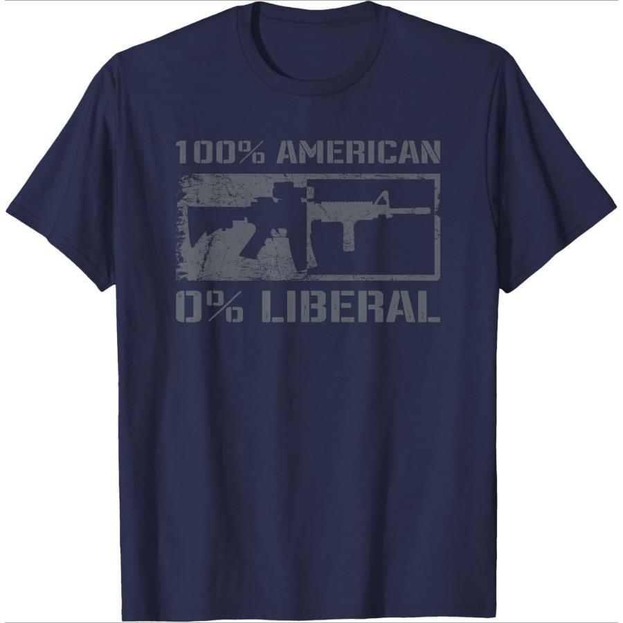 American Liberal 2nd Amendment AR15 Rifle Funny Gun design-100% cotton summer O-neck short sleeve printed men's T-shirt.