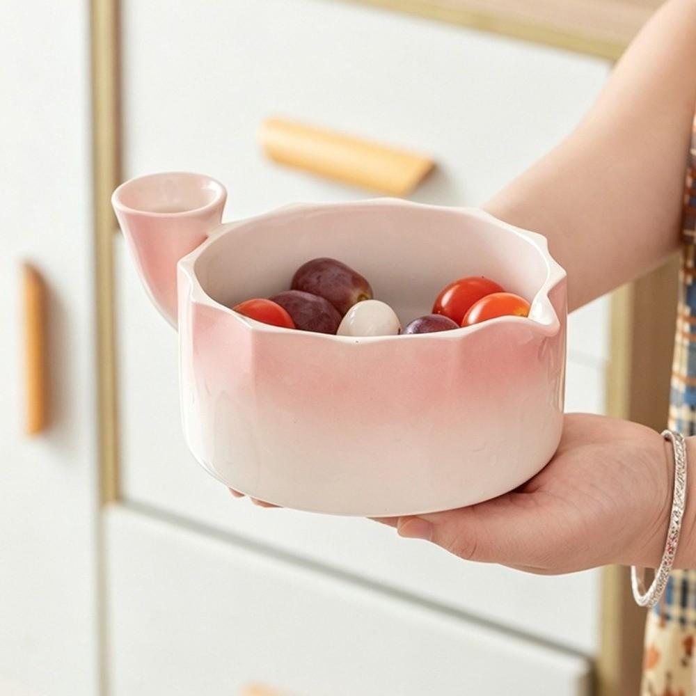 Quick Drain Automatic Fruit Washing Bowl Ceramic Berry Strainer Basket for Vegetable Fruits