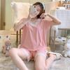 Summer Pajamas Ice Silk Breathable Short Sleeved Shorts Set Sweet and Loose Oversized Casual Home Clothing