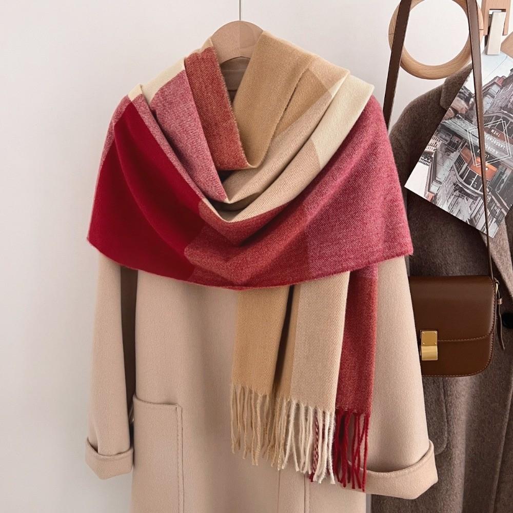 Soft Shawl Wrap Tassel Color Block Scarf Fashion Neck Scarf Travel