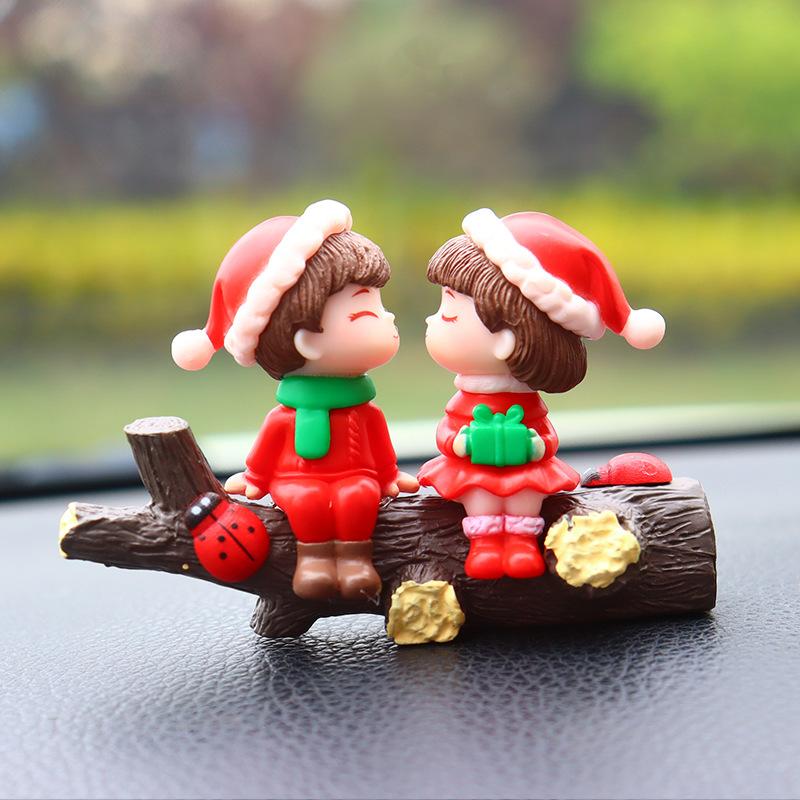 Festive Christmas Gift Car Dashboard Decor Cute Couple Creative Auto Ornament for Him Her Desktop Office Desk Decoration