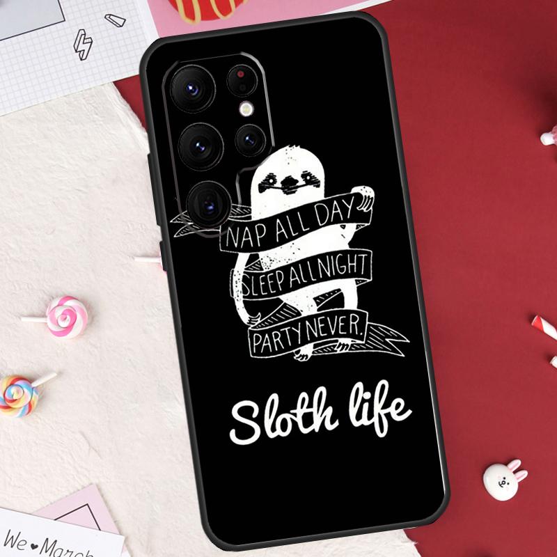 Cute Lovely Cozy Sloth Animal Case For Samsung Galaxy S26 Ultra S20 S21 S22 S23 S24 S25 Ultra S10 Plus S25 FE Cover Shell