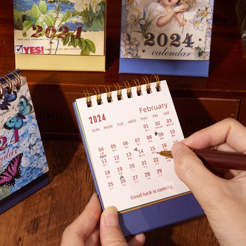 Планировщик расписания Настольный календарь Органайзер для повестки дня Мини-настольный календарь Организация календаря на 2024 год