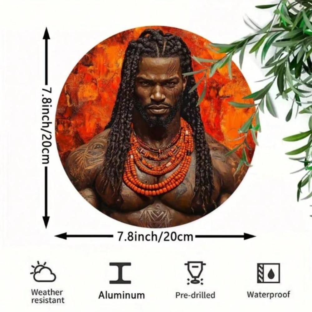 Африканский Воин Металлическое Настенное Искусство Круглая Алюминиевая Тарелка Культурный Декор