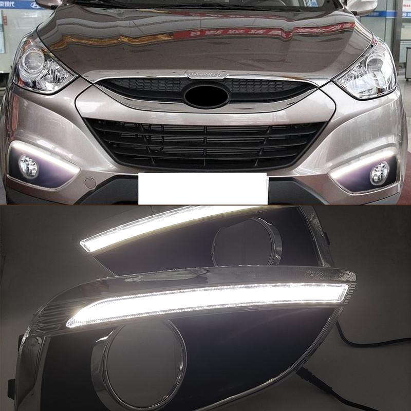 Светодиодные ДХО противотуманной фары для Hyundai IX35 2010 2011 2012 2013 Дневной свет с желтым поворотником