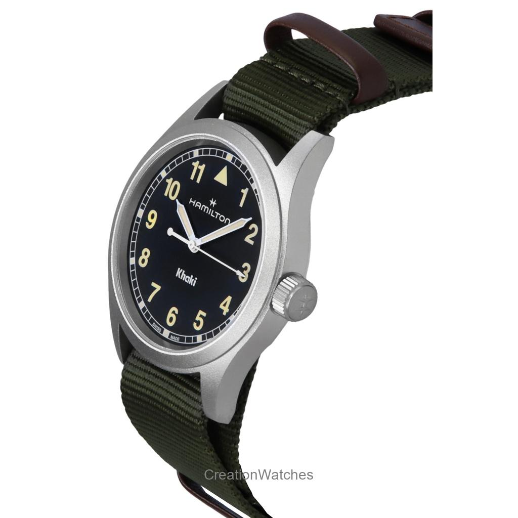 Hamilton Khaki Field Текстильный ремешок Черный циферблат Кварцевые H69401930 Унисекс часы