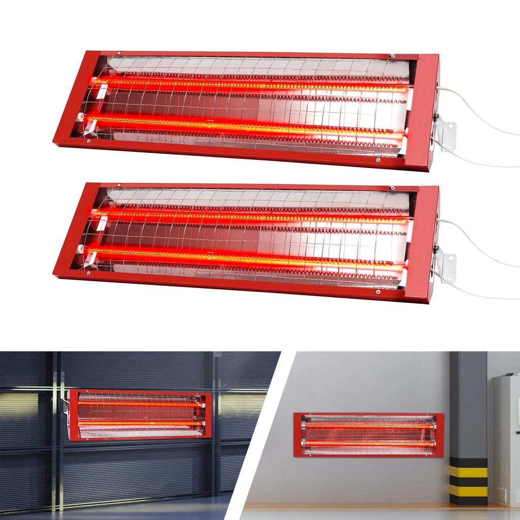 2 шт. Пекарная инфракрасная лампа для сушки краски 2000 Вт Лампа-нагреватель 110 В для автомобильных покрасочных камер Дальний инфракрасный нагрев Без вилки