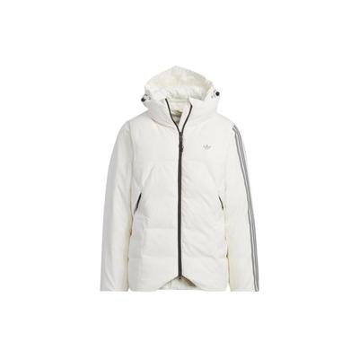 Adidas Originals X Hamcus Свободный пуховик в полоску с цветными блоками и съемным капюшоном, верхняя одежда унисекс, белый HY6368