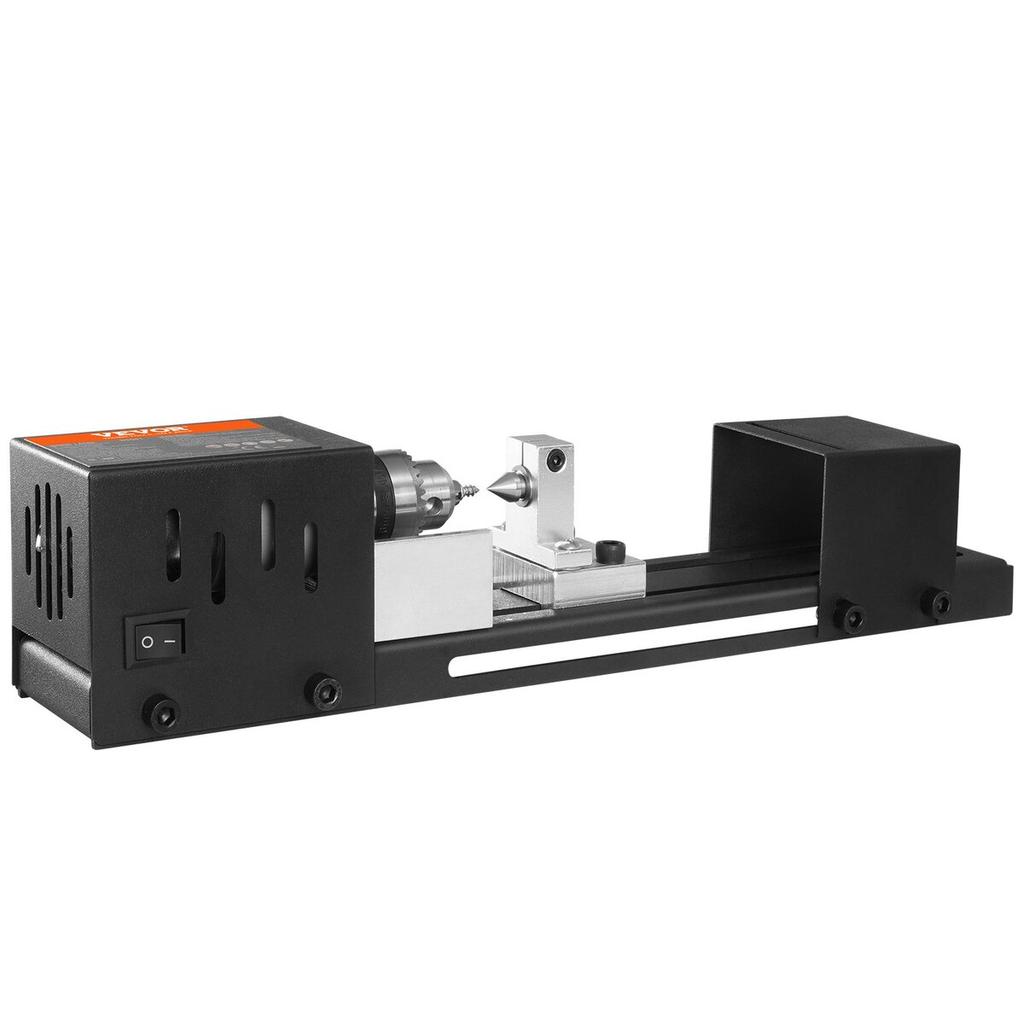 Mini Lathe Machine, 2.76 in x 6.3 in, 24VDC 96W Mini Wood Lathe Tools Milling Machine Accessories, 7 Speeds 4220/5300/5650/6350/6660/7050/8450 RPM,