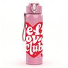 1PC Self Love Club Heart Text Pattern 750ml Color Plastic Sports Water Bottle Leakproof Flip Straw Lid Suitable for Sports Office Home Use