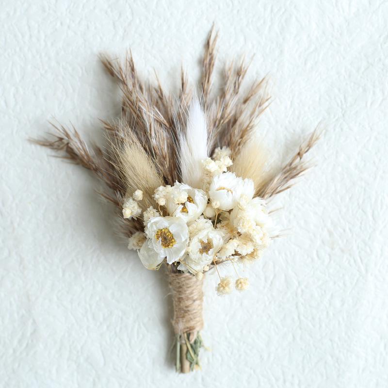 12cm Eternal Flower Bouquet: Baby's Breath, Pampas Reed - Perfect for Valentine's or Teacher's Day.