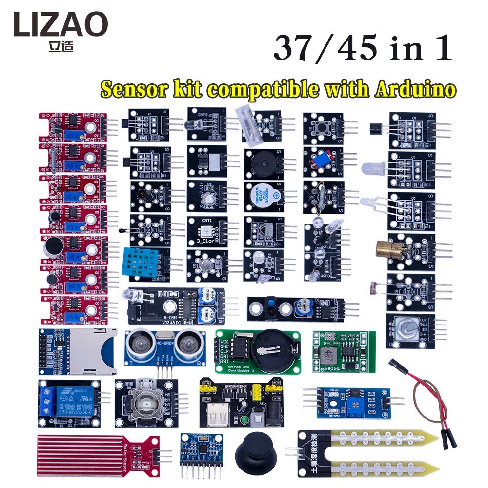Набор датчиков LIZAO 37/45 в 1, Разнообразные модули датчиков, совместимые с Arduino, для DIY и образовательных проектов