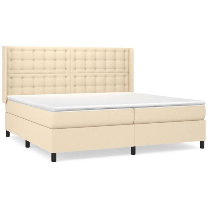 Maison Exclusive - Sommier à lattes de lit avec matelas Crème 200x200 cm Tissu