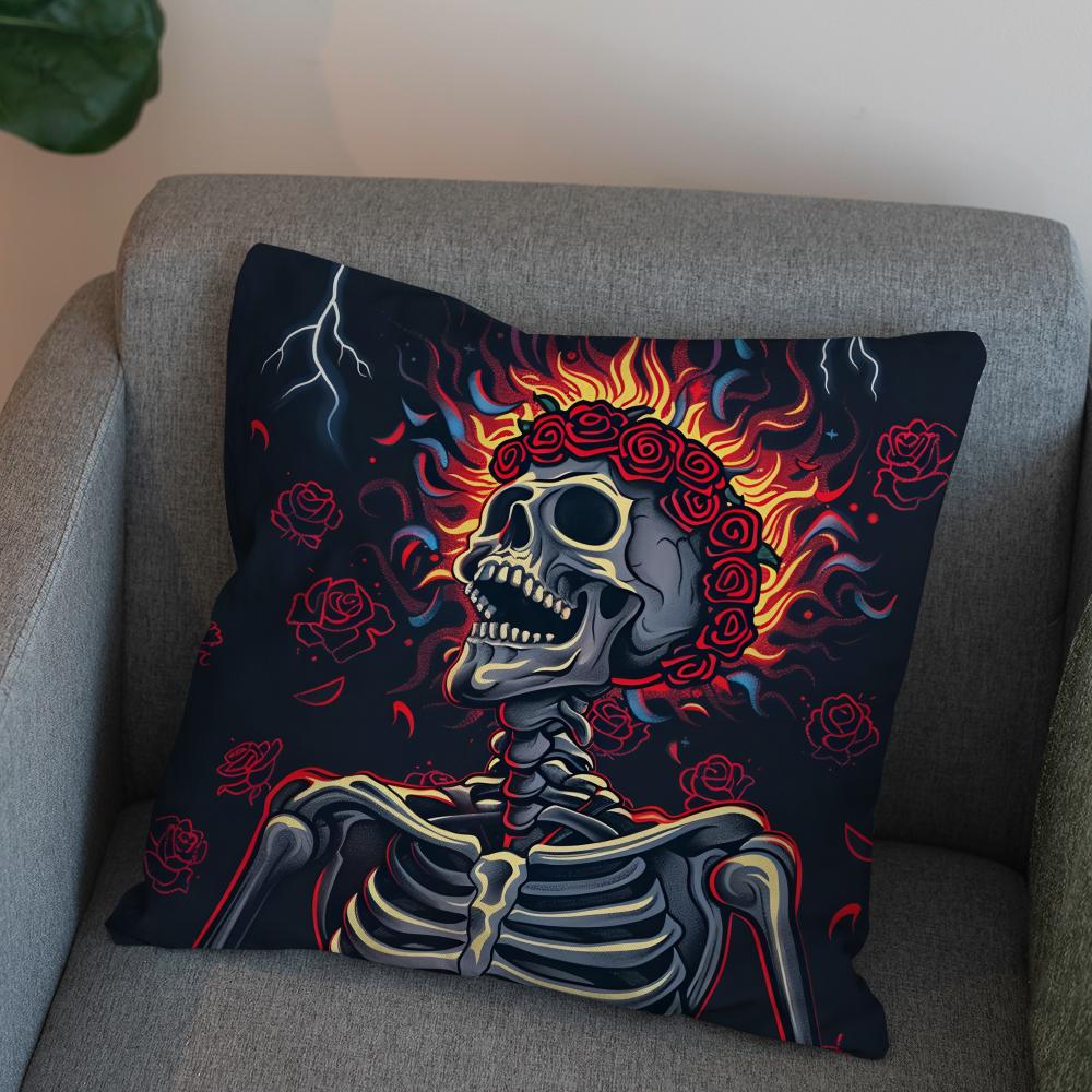 Band GGrateful Dead Pillow Case For Car Sofa Decorative Home Doublesided Print Plush Square Throw Pillow Cushion Cover
