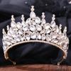 DIEZI New Baroque Korean Gold Color Crown Hair Accessories Luxury Crystal Tiara For Women Wedding Headdress Bridal Hair Zircon