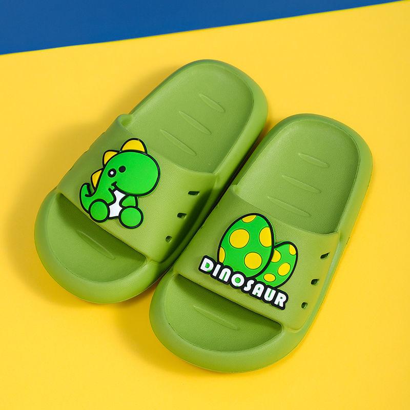 Детские тапочки с динозаврами, домашняя одежда для мальчиков и девочек, нескользящие сандалии с мягкой подошвой для ванной комнаты