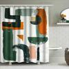 Green And White Shower Curtain Set Decor Bathroom Modern Art Print Shower Curtains For Home Decoration Waterproof Fabric Bath Li