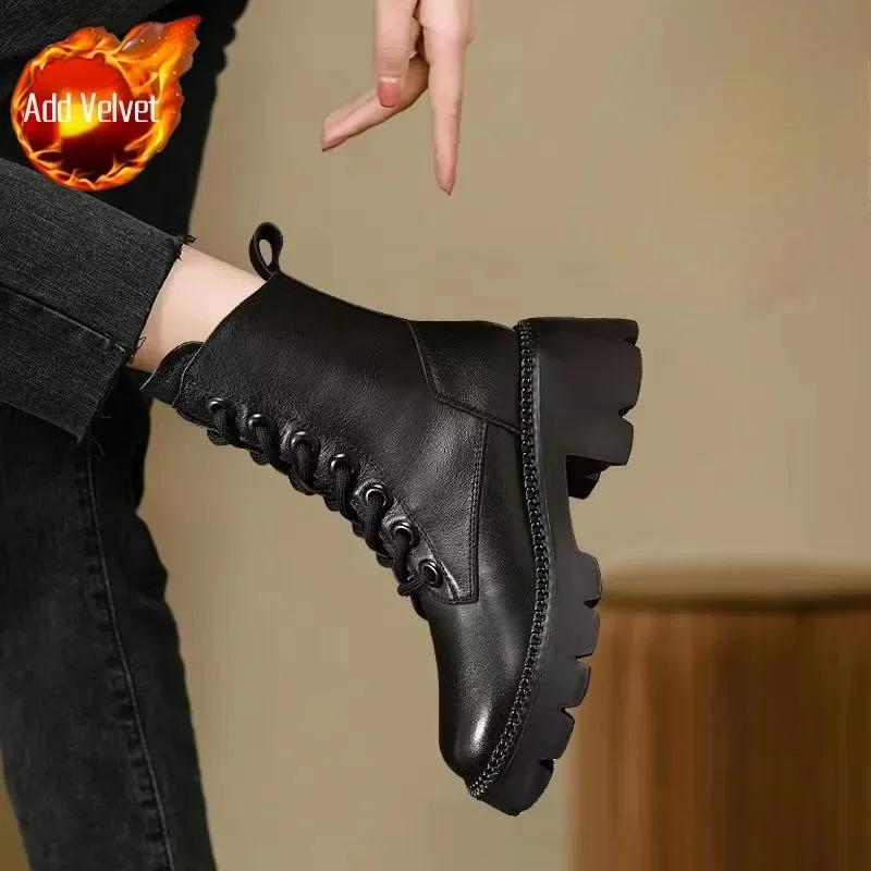 Ladies Mid Calf Shoes New In Large Size Warm Platform Women's Half High Boots On Promotion Gyaru Gothic Fashion 2024 Cosplay Y2k