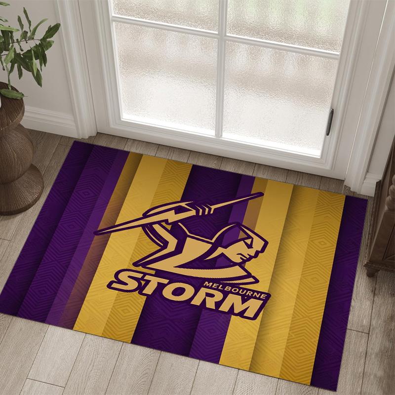 Melbourne Storm Design Crystal Velvet Carpet Cozy Non?Slip Printed Rug For Bedroom Living Room Entrance