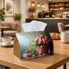 1pc Romantic Pastoral Floral Tissue Box Cover,Pink Rose Basket Garden Gift High-Quality,Waterproof,Durable,Lightweight,Foldable Storage,Ideal for Livi