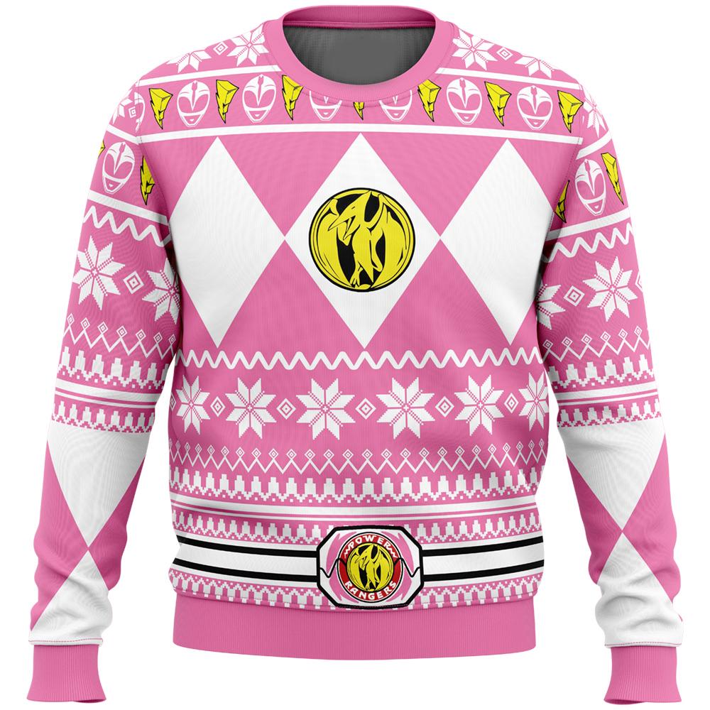Men's and Women's Winter New Mighty Morphin Multi Color Ranger Power Ranger Ugly Christmas Sweater Christmas Party Hoodie