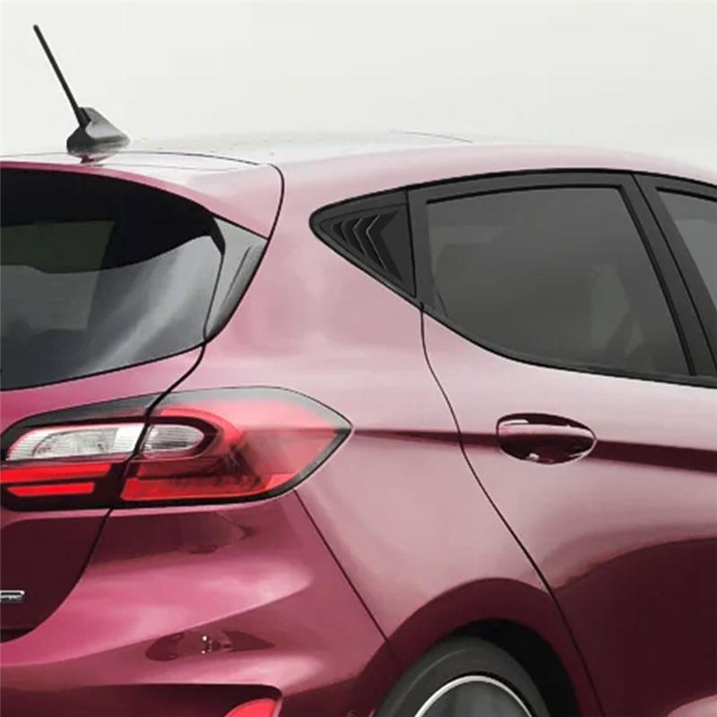 ABLZ-Car Rear Triangular Window Louvers Shutters Blinds Cover Trim For Ford Fiesta MK8 2018+ Glossy Black