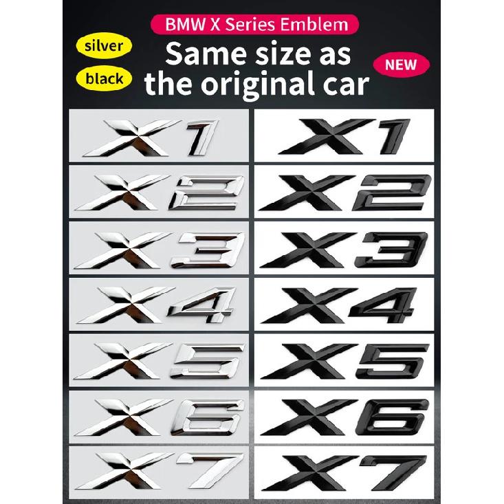 Подходит для BMW X1 X2 X3 X4 X5 X6 X7 F49 U12 F39 G08 G18 F15 F25 F26 G01 G02 G05 G06 G07 и задние буквы серебристый черный