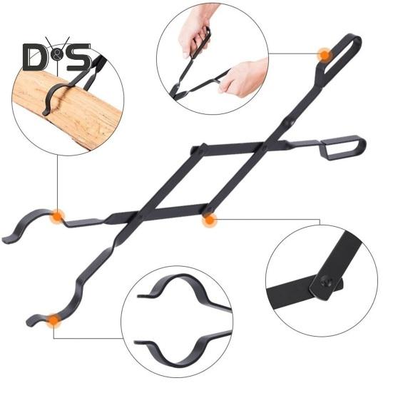 26-дюймовые щипцы для камина, сверхмощный железный захват для бревен, пинцет для бревен, коготь для бревен с длинной ручкой, щипцы для дров, аксессуары для камина для внутреннего и наружного применения