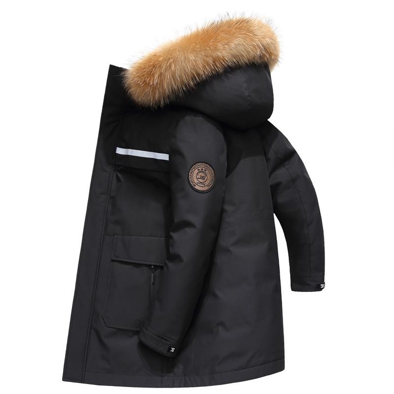Down Jacket Medium and Long Men's Korean Version New Thickened Large Fur Collar Youth