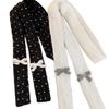 Polka Dot Bow Wool Shawl Y2K Long Narrow Scarves Soft Knitted Scarf  Outdoor