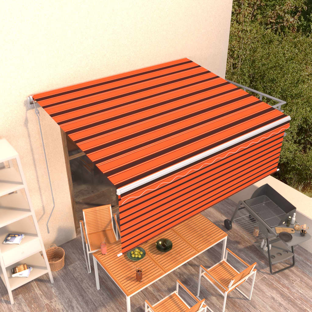 Automatic Retractable Awning with Valance 4.5 x 3 m Orange & Brown