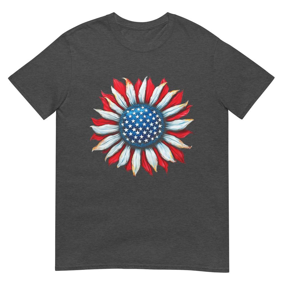 Sunflower American Flag 4th Of July Unisex Unisex Merica Usa Tshirt