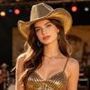 Блестящая Пайеточная Ковбойская Шляпа Серебряный Цилиндр Модная Шляпа Ковбойки Путешествия