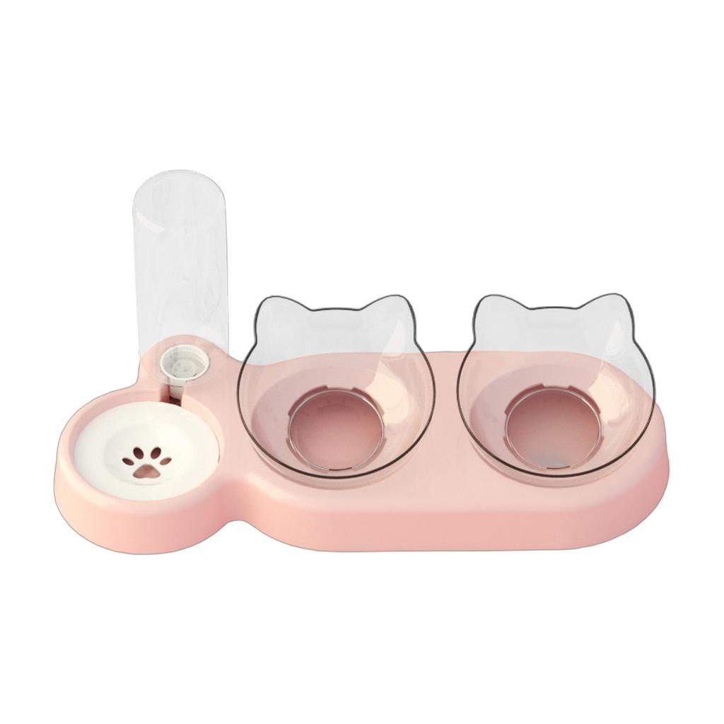 Инновационная автоматическая поилка для домашних животных с двойными мисками для кормления и питья Прозрачная миска для кошек и собак