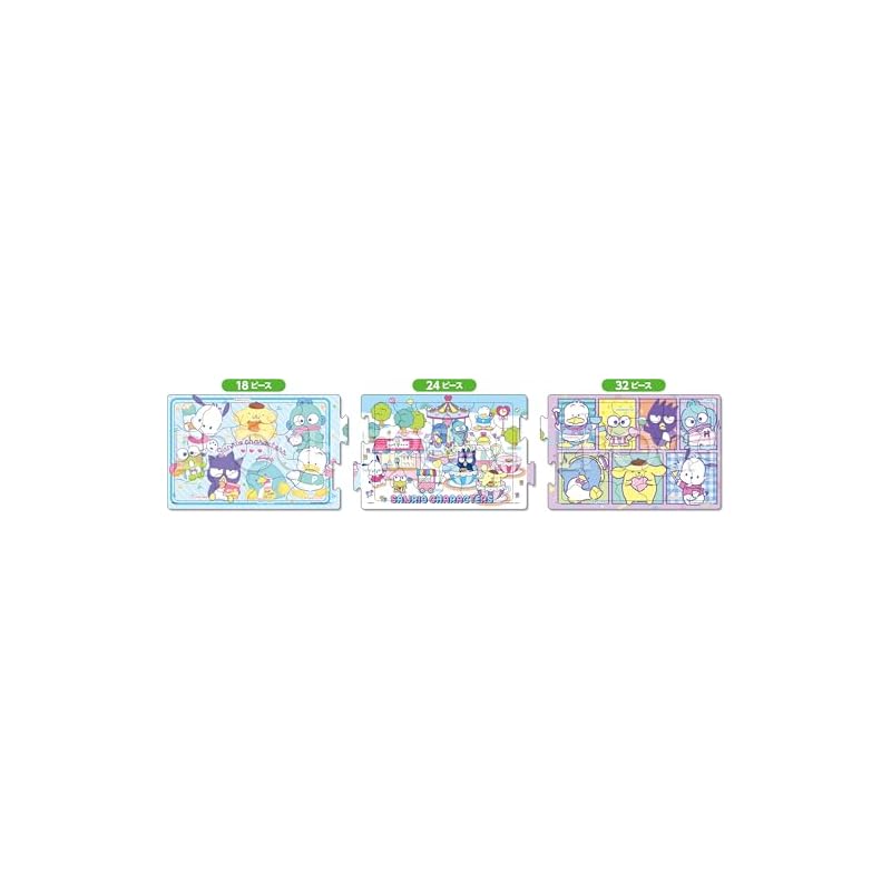EPOCH Панорама Шаг Аполлона 24-214 Sanrio Boys 18/24/32 Детали, Шаг за Шагом с 3 Пазлами, Детский Пазл с Основой, Возраст 5+, Сертифицирован Знаком ST