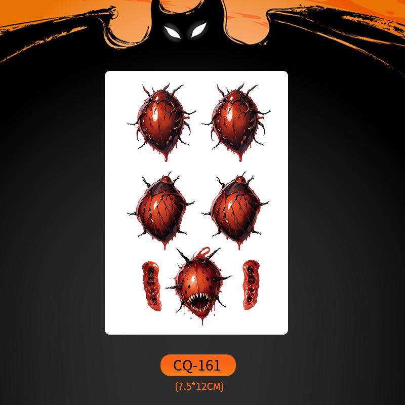 2024 Новые Хэллоуин Страшные Наклейки Татуировки Лица с Большим Ртом - Смешные, Водонепроницаемые, Цветной Вечерний Макияж