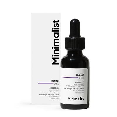Minimalist Retinol 0,6% Антивозрастная сыворотка для лица средней концентрации для унисекс, уменьшает тонкие линии и морщины, формула с ретинолом средней концентрации (Пакет из 1)