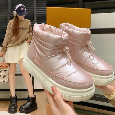 Мода 2024 года, модная женская обувь, женские ботинки без застежек, горячая распродажа, повседневные ботинки с круглым носком, женские зимние ботинки больших размеров, сохраняющие тепло, зимние ботинки