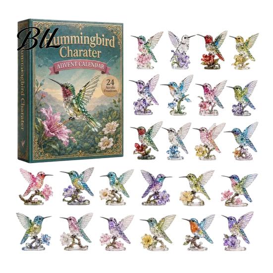 Christmas Advent Calendar 2026 Hummingbird Calendar, 24-Day Acrylic Ornament Set with Bird Figure for Girls Boys Countdown, Tree Hanging Decor,