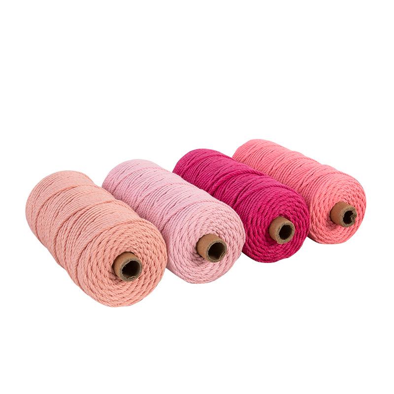 Цветная хлопковая веревка 3 мм для гобеленов ручной работы и плетеных шнурков