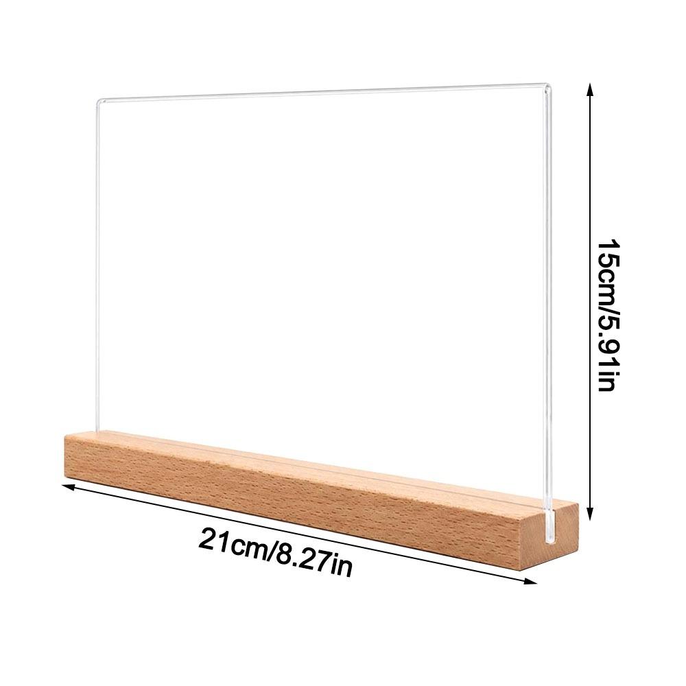 Table Top Acrylic Sign Holder Wood Base Table Top Display Stand Restaurant Menu Display