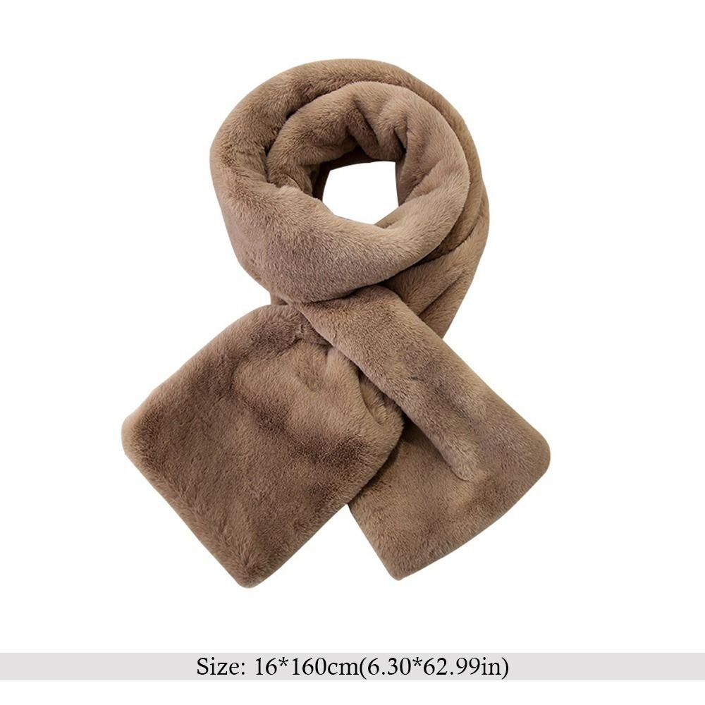 Soft Plush Faux Fur Scarf Thicken Warm Neck Protector Fashion Shawl Scarves for Women